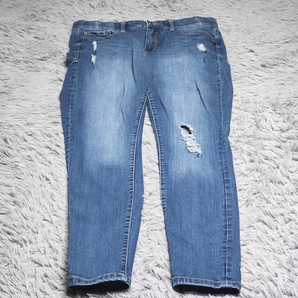 Torrid Premium Sky High Skinny Jeans Womens 14R Distressed Stretch High Rise